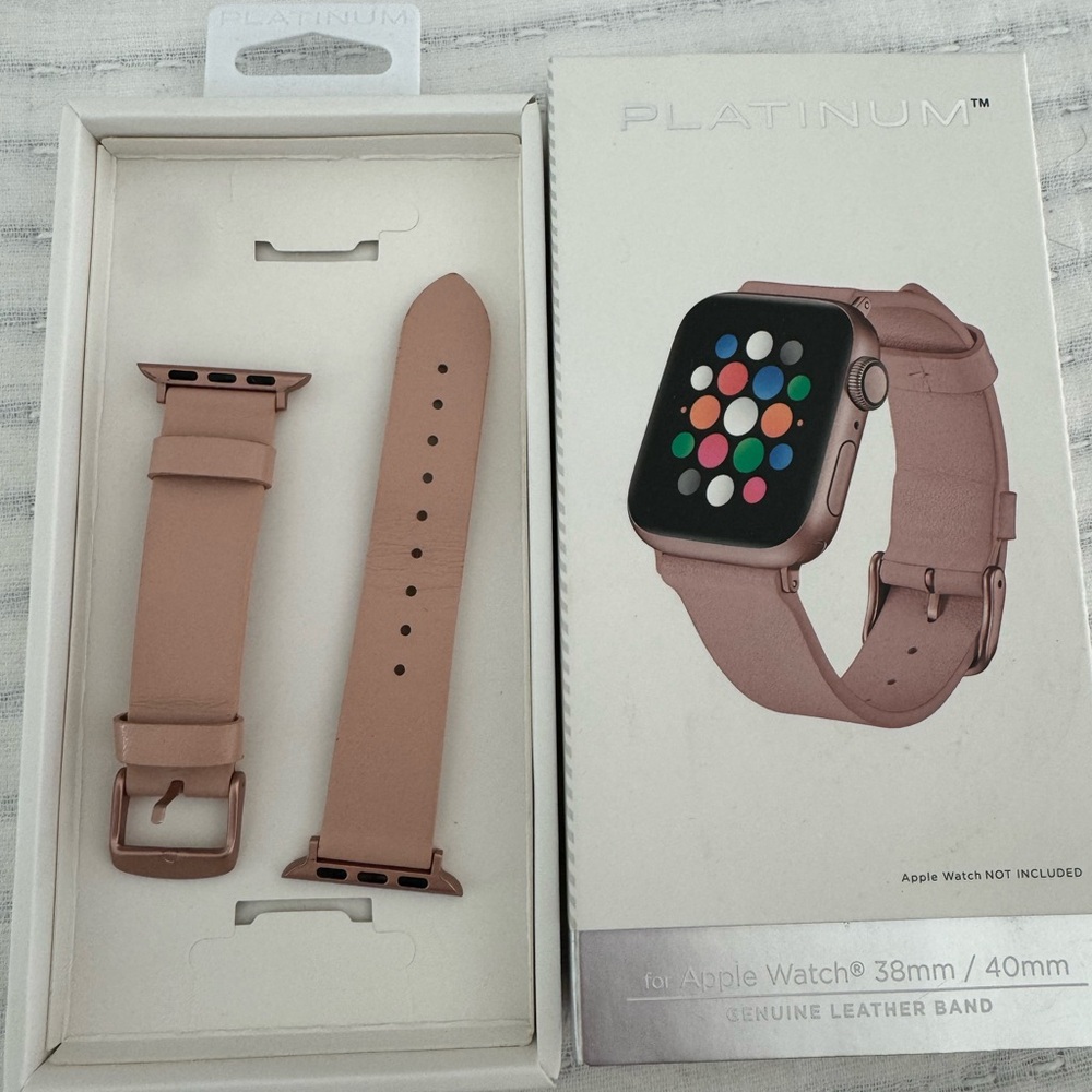 Platinum Rose Gold Genuine Leather Band for Apple Watch